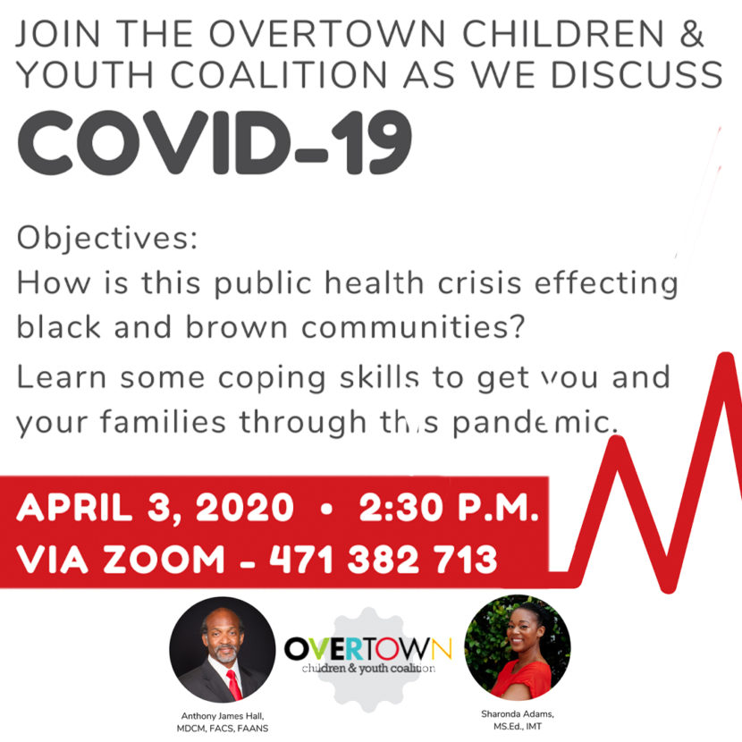 We're having an online meeting to discuss COVID-19 and how it is affecting our black and brown communities.